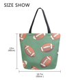 thumbnail image 5 of FORMRS Womens Canvas Tote Bag with Zipper Inner Pocket Shoulder Handbag, Green American Footballs, 5 of 7