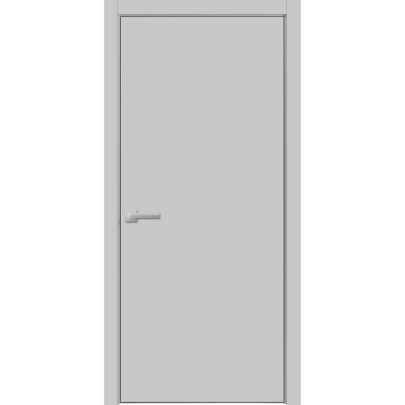 Modern Wood Interior Door with Hardware | Planum 0010 Matte Grey | Single Panel Frame Trims | Bathroom Bedroom Sturdy Doors-32" x 84"