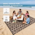 thumbnail image 2 of PASAMIC 9x12 ft Outdoor Rug Waterproof, Reversible Plastic Straw Patio Mat for RV, Deck, Balcony, Backyard, Brown/Black Checkered, 2 of 7