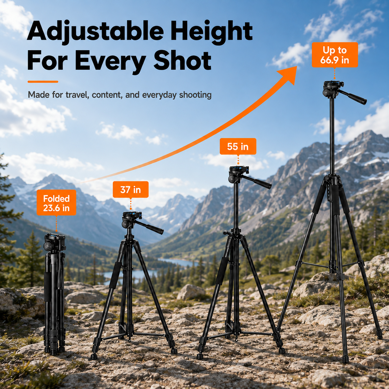 ETEPEHI 67" Camera Tripod with Phone Mount photo 4