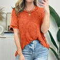 thumbnail image 6 of Lovskoo Knit Summer Tops for Women 2024 Round Neck Short Sleeve Solid Color Large Loose Casual Top Shirt Orange, 6 of 9