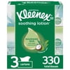 Kleenex Soothing Lotion Facial Tissues with Coconut Oil, Aloe & Vitamin E, 3 Flat Tissue Boxes, 110 Tissues per Box (330 Tissues Total)