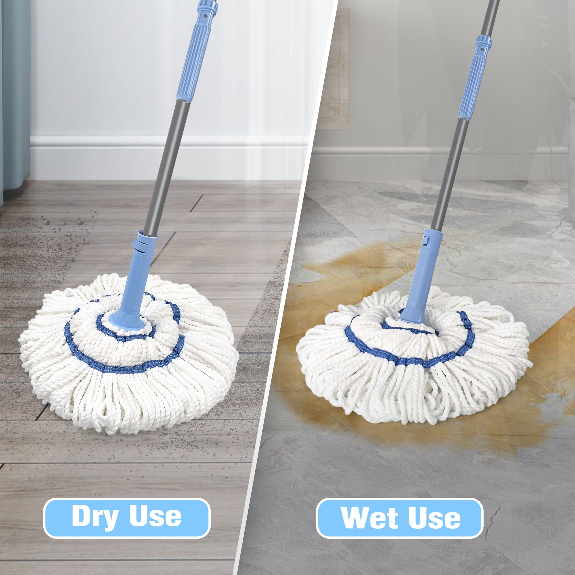 NEWE Self Wringing Twist Mop with 55 inches Handle for Floor Cleaning (Blue)