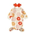 thumbnail image 1 of Faithtur Bébé Sac de Couchage Fleur Impression Manches Longues Col Rond Conception Sac de Couchage + Arc Bandeau Mignon Ensemble de Deux Pièces, 1 of 9