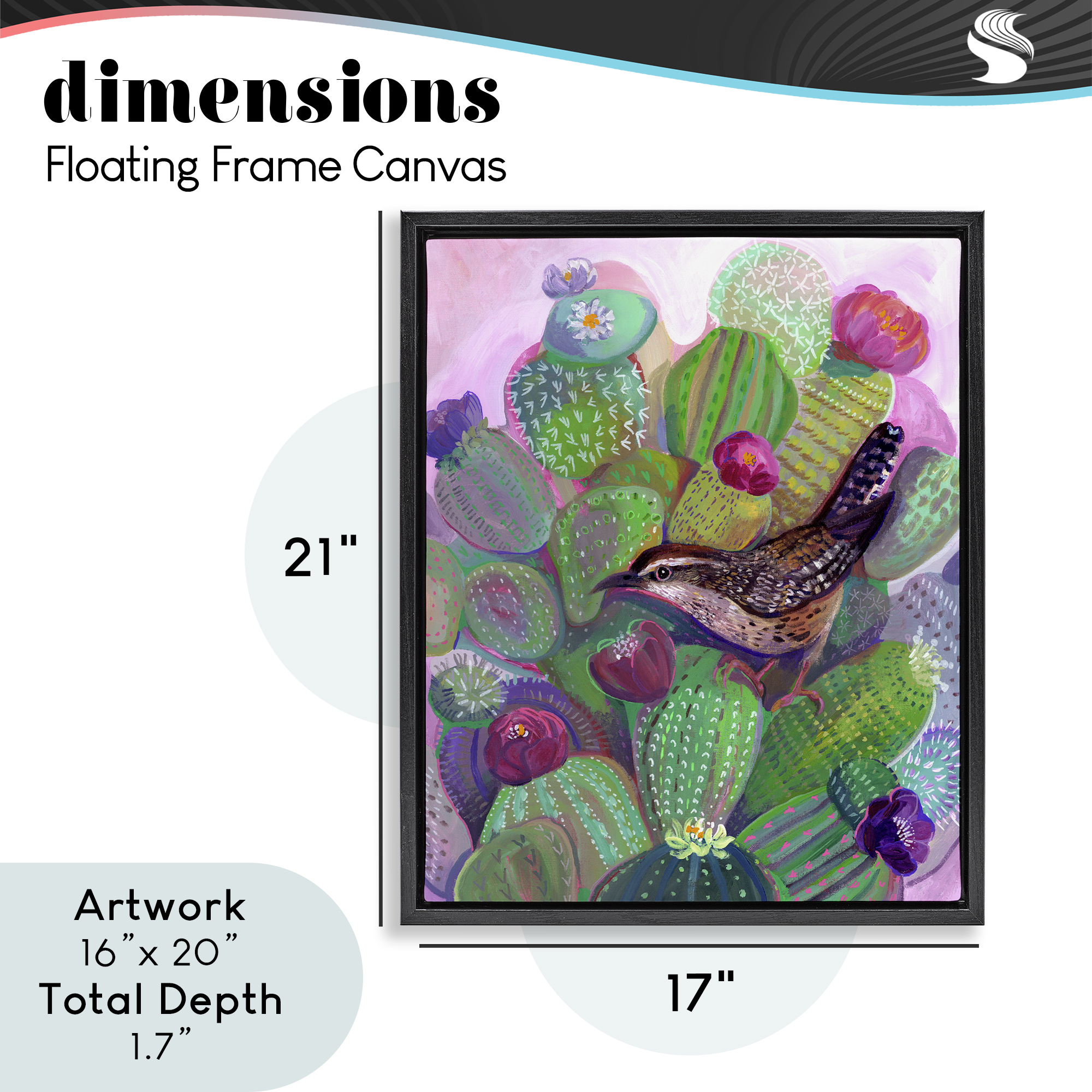 Desert Day Dream Bird Black Framed Floater Canvas Wall Art, design by Ashley Davis