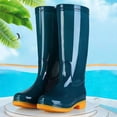 thumbnail image 2 of hopeusnice Women Tall Knee High Rain Boot Square Toe Waterproof Shoe For Farm Garden Work Green 38, 2 of 5