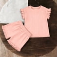 thumbnail image 2 of Fnooota Girls Outfit Sets 2 Piece, Fashion Summer Flutter Sleeve Casual Kids' Clothing Sets Pink Size 6, 2 of 8