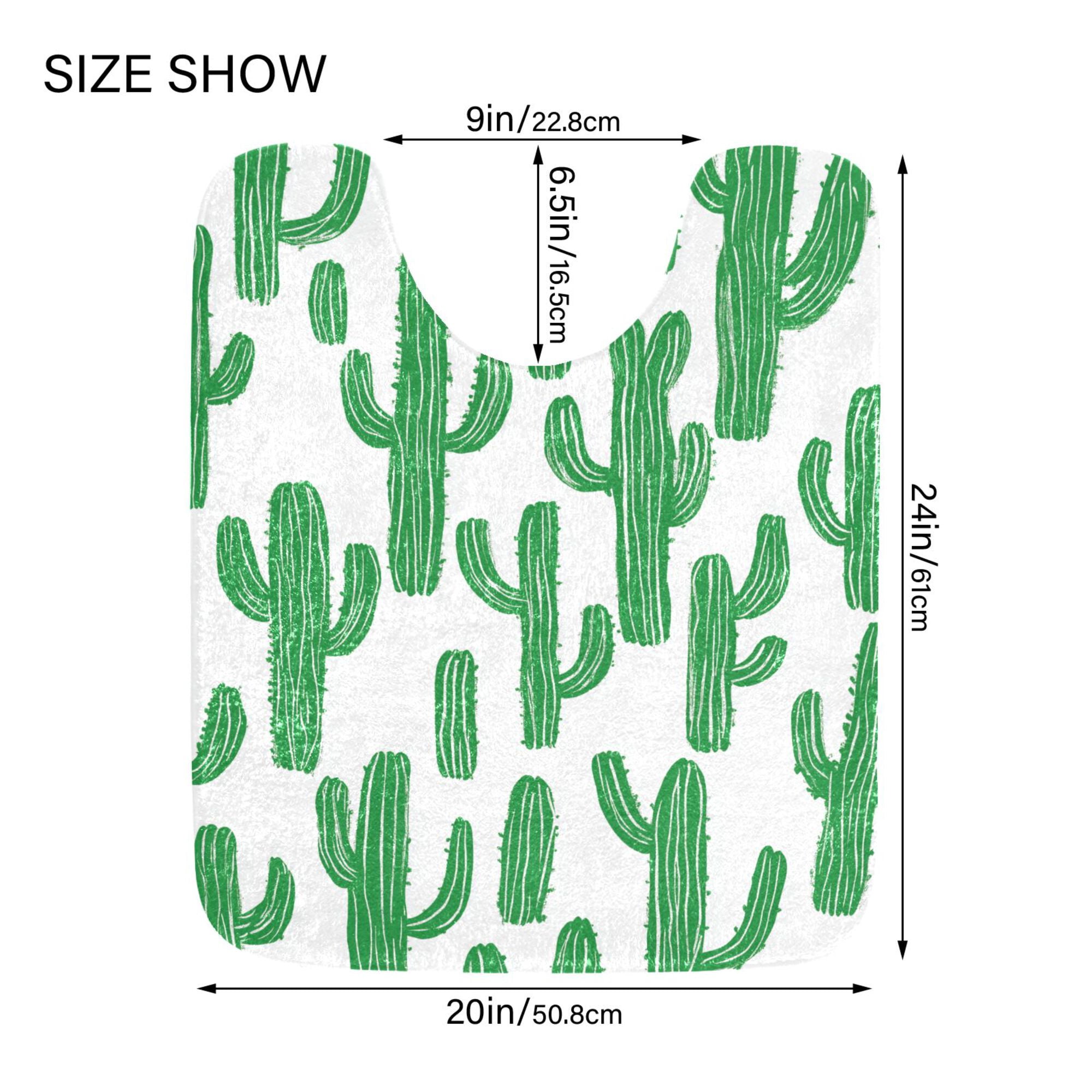 Yayeee Bath Rugs for Bathroom Floor Non Slip Non Skid Set of 2 Soft Absorbent Green Cactus Pattern Machine Washable Mat