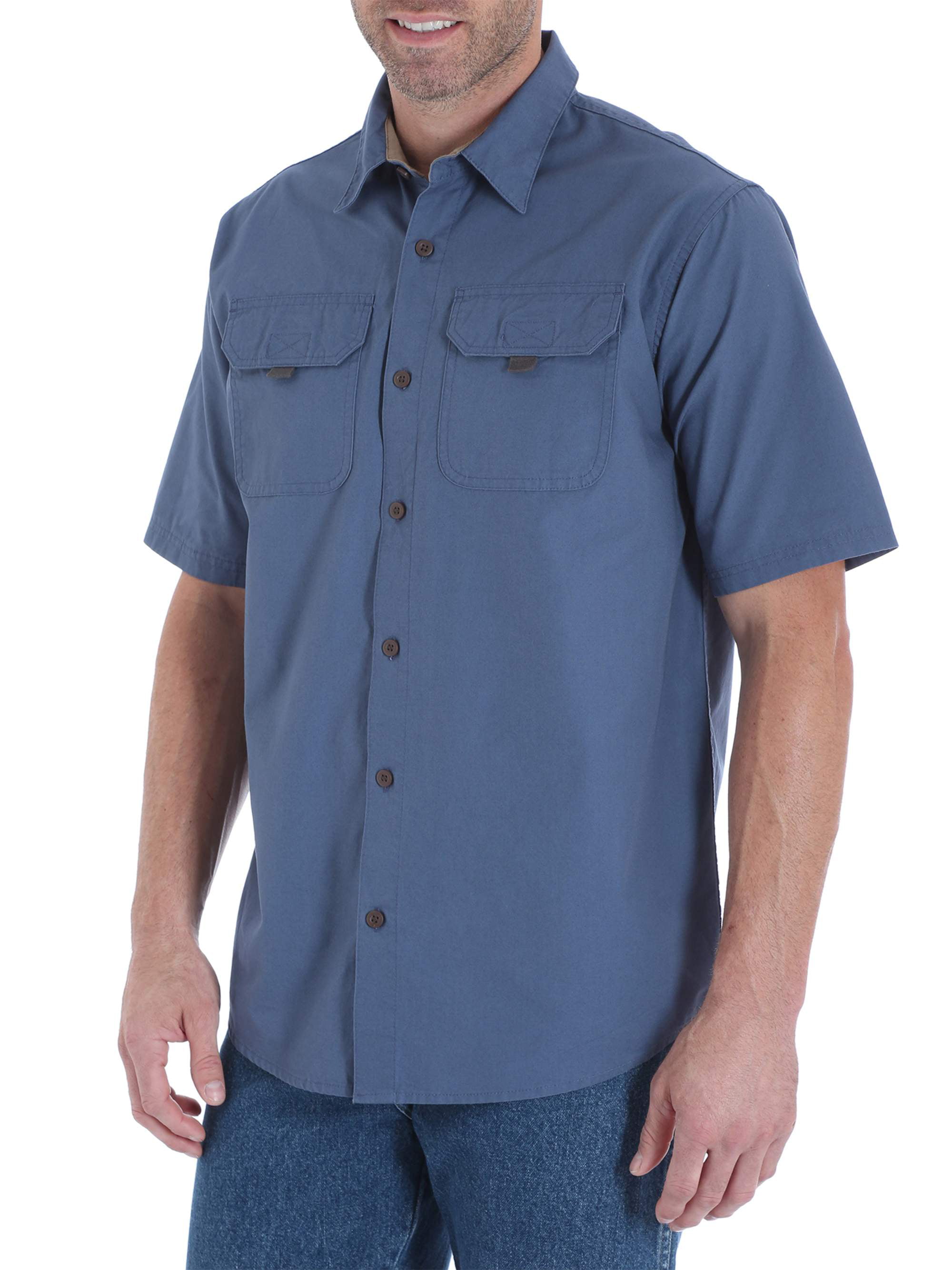 SK Studio Mens Short Sleeve Pocket Plaid Plus Size Shirt 