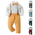 thumbnail image 4 of Gerichy Baby Boy Clothes Set Baby Boys Gentleman Outfits Shorts Sets, Shirt + Shorts + Bow Tie + Suspenders, 4 of 4