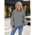 thumbnail image 6 of Deago Women Oversized Striped Color Block Long Sleeve Crew Neck Sweatshirt Casual Loose Pullover Y2K Shirt Top, 6 of 8