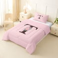thumbnail image 2 of Erosebridal Girls Purple Pink Flowers Twin Comforter Sets 3-Piece,Floral Rose Personalized Initial T Bedding Set For Kids Teens,Pink Reversible, 2 of 6