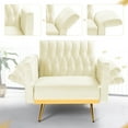 thumbnail image 5 of ACMEASE Velvet Recliner Chair with Adjustable Armrests & Ottoman, Beige, 5 of 7