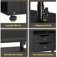 thumbnail image 4 of Soges Nightstand with Drawers and LED Lights, Bedside Table with Lamp, USB Charging Ports, Height Adjustable Side Table with Wheels, Rolling End Table Overbed Table, Black, 4 of 8