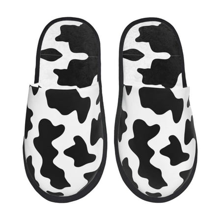 

Rateoe Milk Cow Pattern Fuzzy Slippers Fuzzy Soft House Slippers Plush Furry Warm Cozy Open Toe Fluffy Home Shoes-Medium