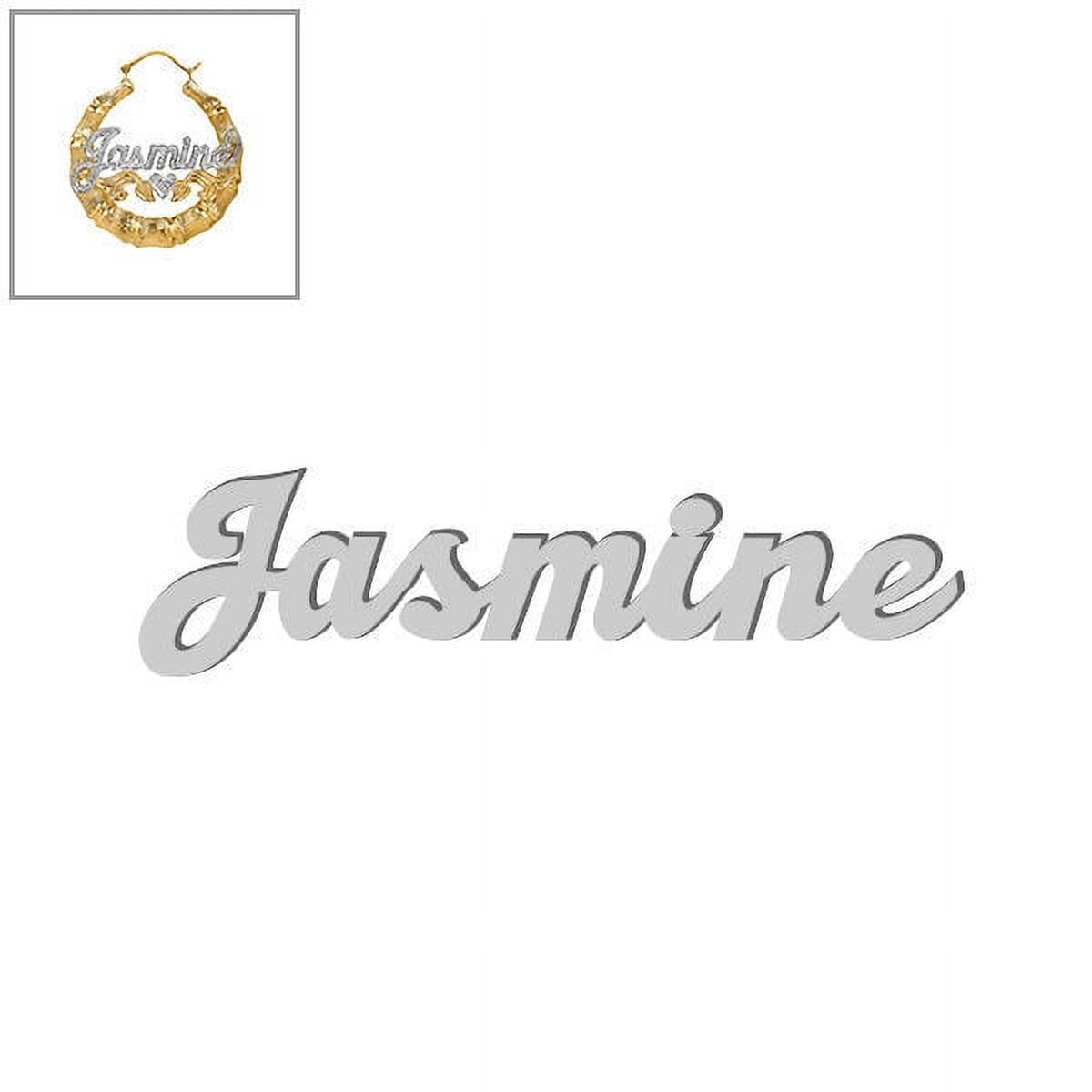 Personalized Bamboo Style Hoop Name Earrings with Beading and Rhodium All Over