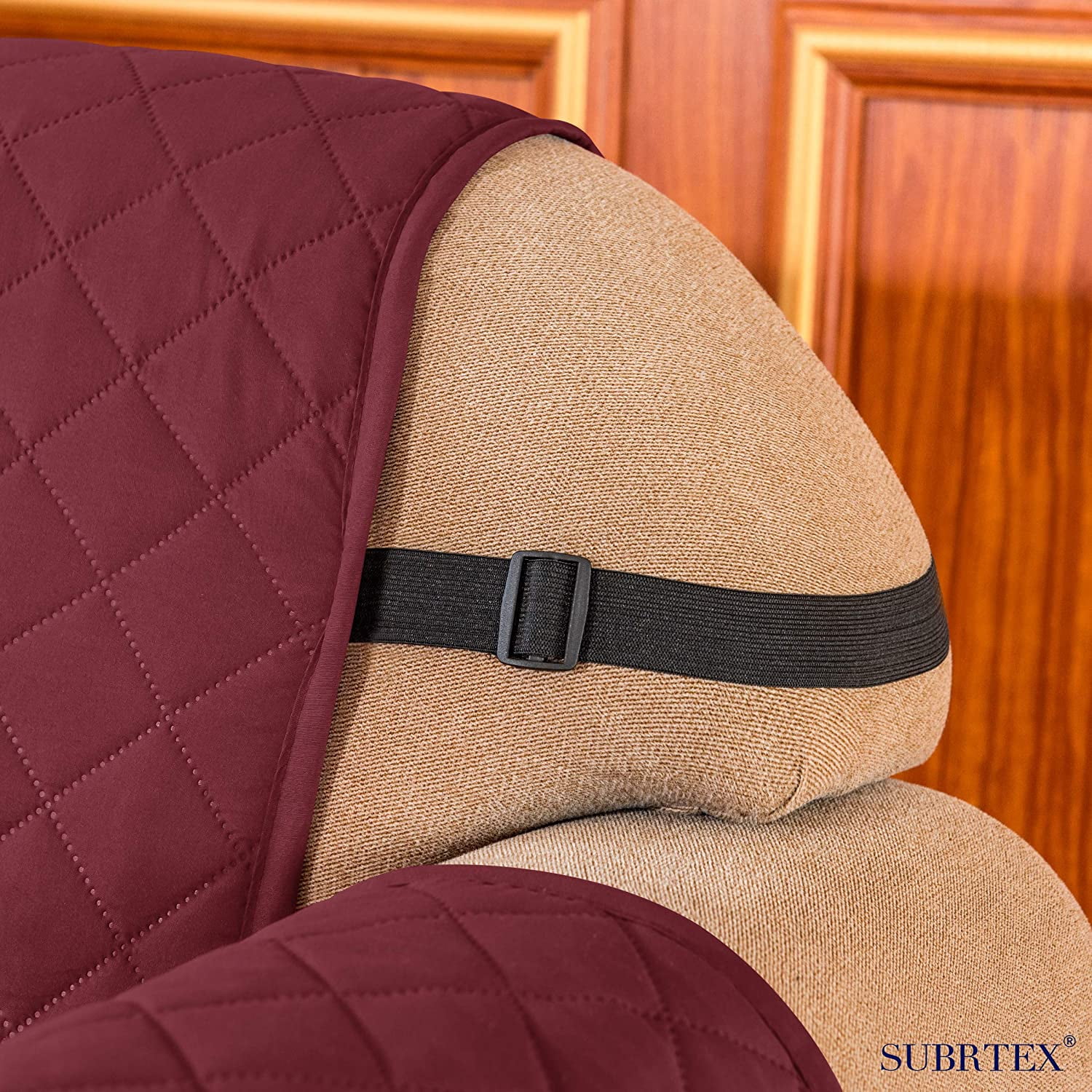 Subrtex 1-Piece Reversible Sofa Cover Quilted Slipcover (Loveseat, Wine)