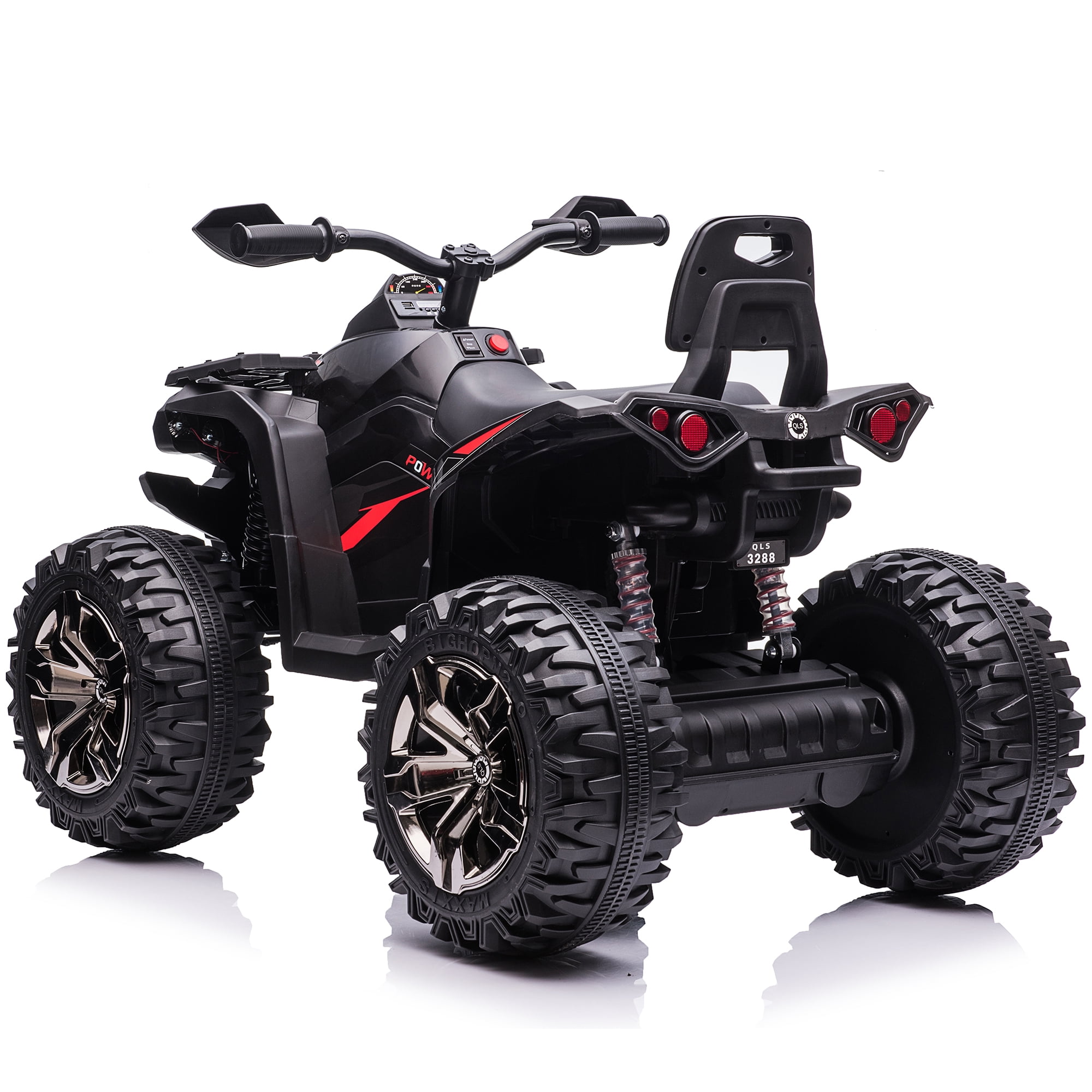 800W Dirt Quad w/ Remote Control - 24V Powered Ride on ATV, Electric Powerful 4-Wheeler for Big Kids, Up to 5.5 mph, Knee Pads, Black