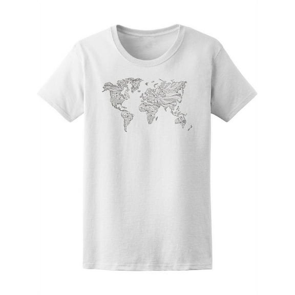 Floral World Map Art Tee Women's -Image by Shutterstock