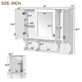 thumbnail image 5 of Tcbosik 35"x28.7" 3-Door Wall Mounted Mirror Cabinet, White Wood Medicine Cabinet with Adjustable Shelves, Center Mirror Door, Open & Hidden Storage, 5 of 9
