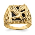thumbnail image 1 of 14K Yellow Gold Ring Band Men's Onyx Eagle, Size 7, 1 of 5