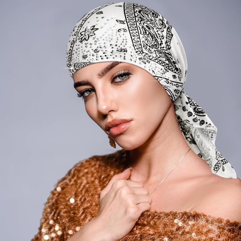 6Pcs Rhinestone Head Scarf Stretchy Head Wrap Women Bandana  display picture 3