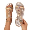 thumbnail image 3 of Women's Sandals & Slides Wide Fit Bohemian Wedge Sandal Lightweight Summer Elastic Ankle Strap Walking Shoes Comfortable Open Toe Slingback Orthopedic Sandals for Holiday Beach Beige 9.5, 3 of 6