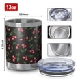 thumbnail image 3 of 12oz Tumblers Black Christmas Cherry Pattern Vacuum Insulated Stainless Steel Travel Tumbler Cups Mug with Lid and Straw for Beer,Coffee,Beverages with Cleaning Brush for Cold & Hot Drinks, 3 of 5