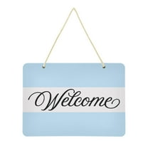 Baby Blue Welcome Sign Front Door PVC 14x10 inch Hanger Hello Sign Farmhouse Wall Porch Home Outside Decor
