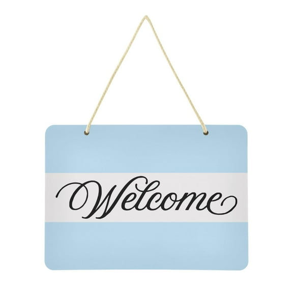 Baby Blue Welcome Sign Front Door PVC 14x10 inch Hanger Hello Sign Farmhouse Wall Porch Home Outside Decor