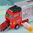 thumbnail image 4 of KAIYANG Camión de carga con pista deslizante con 6 pequeños autos de aleación Camión de bomberos de simulación para niños Vehículo de ingeniería Camión de bomberos Chi Multicolor, 4 of 5