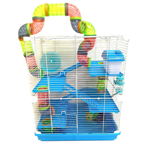 Image showcasing LARGE Multi 5-Levels Hamster Palace Mouse Habitat Gerbil Cage Home with ...