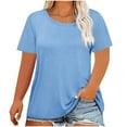 thumbnail image 2 of Htigea Clearance Womens Plus Size Tops Shorts Sleeves Blouses Summer Crewneck Tunic Loose Casual T Shirts Clearance Sale Light Blue,L, 2 of 4