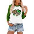 thumbnail image 5 of Craaazy Women's St. Patrick's Day Tshirts Irish Clover Prints Crew Neck 3/4 Sleeve Shirts, 5 of 5