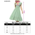 thumbnail image 6 of 2024 Summer Women's V Neck Short Sleeve Dress High Waist A line Dress Flowy Ruffle Shirred Swing Midi Dresses, 6 of 8