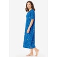 thumbnail image 3 of Dreams & Co. Plus Size V-Neck Short Sleeve Midi Cotton Sleep Shirt, 3 of 6