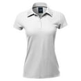 thumbnail image 2 of A2Y Women's Basic Casual 4-Button Junior-Fit PK Ring Spun Cotton Pique Polo Shirt White 2XL, 2 of 6