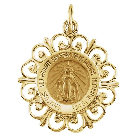 14k Yellow Gold Miraculous Medal 20x18mm - 1.4 Grams