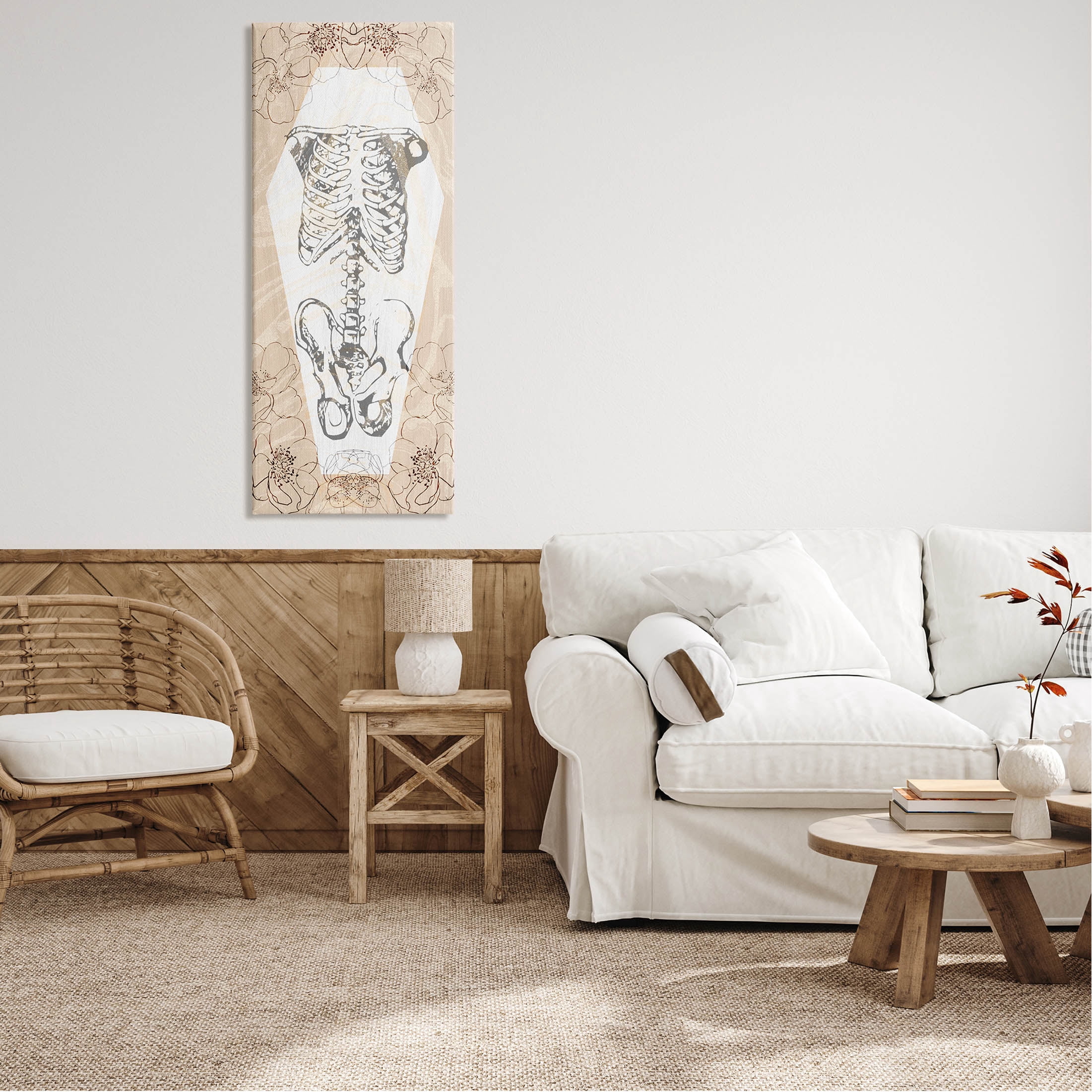 Stupell Industries Floral Skeleton Halloween Layered Graphic Art Gallery Wrapped Canvas Print Wall Art, Design by Lil' Rue
