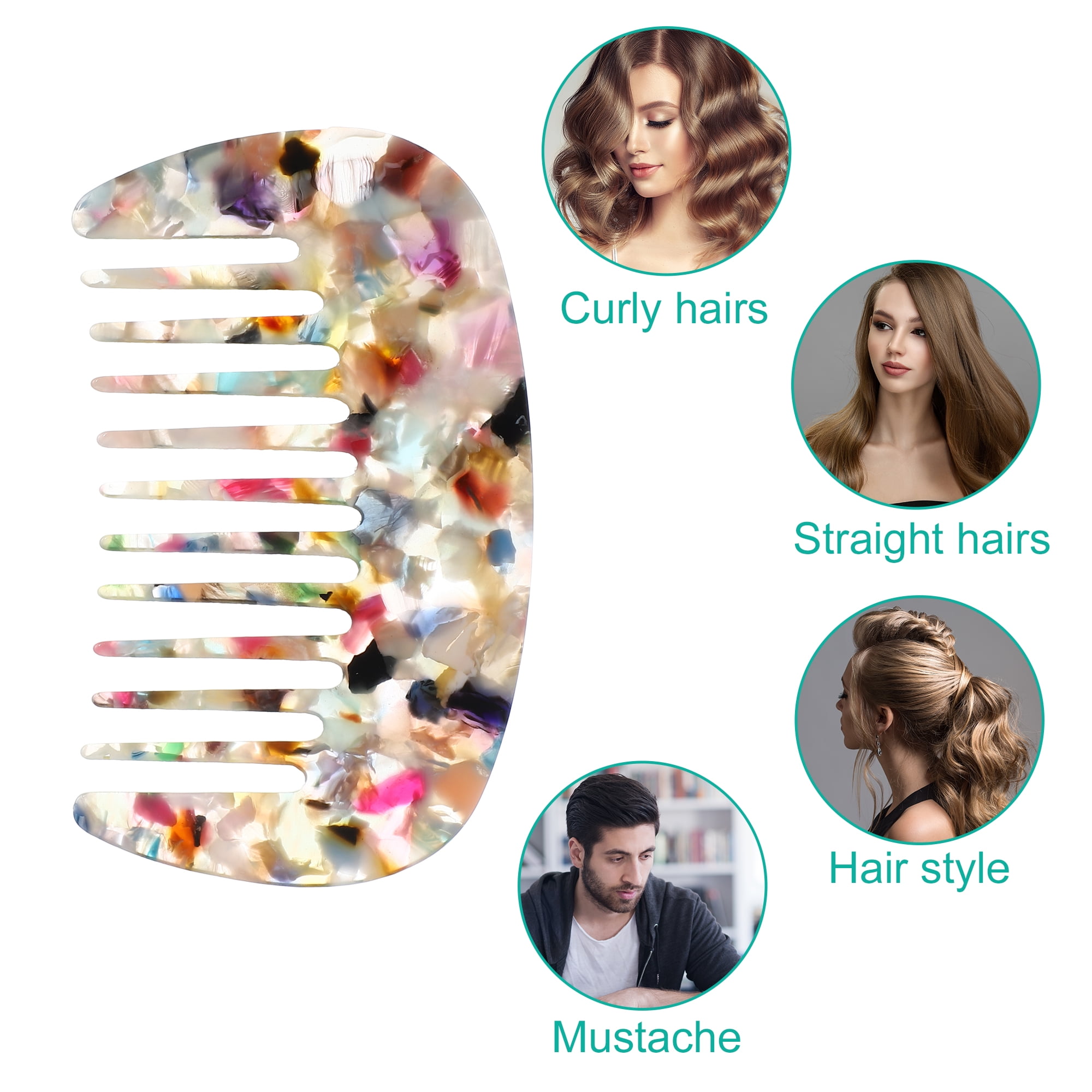 Unique Bargains Hair Comb Wide Tooth Anti-Static Pocket Size for Curly Hair Multicolor
