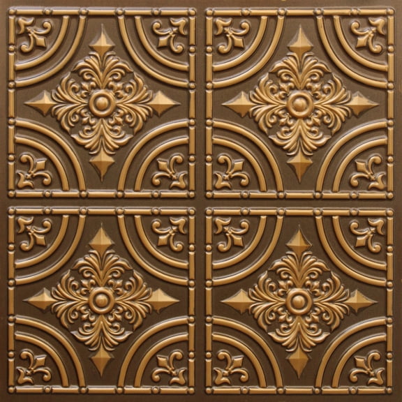 Dundee Deco's Rustic Antique Gold Patchwork Glue Up Ceiling Panels, 2 ft. X 2 ft. (4 sq ft.) each, Pack of 50
