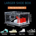 thumbnail image 3 of Paquete de 12 cajas de zapatos acrílico transparente apilables plegables que ahorran espacio con tapas se adapta hasta tamaño 15, 3 of 8