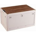 thumbnail image 1 of Foldable Storage Bins with Wood Lids Plastic Collapsible Storage Box with Cutting Board Portable Stackable Grocery Books Container Folding Latching Storage Crate with Removable Pulley (S), 1 of 9