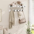 thumbnail image 3 of Coat Rack Wall Mount with Hooks and Mail Holder, Entryway Floating Shelf with Key Hooks, Hanging Coat Hanger for Entry, Bathroom, Hallway, Bedroom, White, 3 of 14