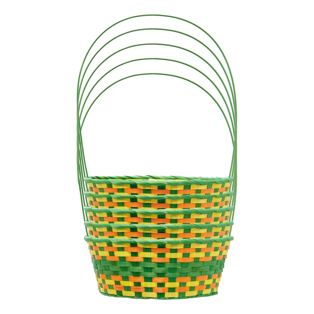 Way to Celebrate Large Round Bamboo Easter Basket, Multi Green, 5 Count
