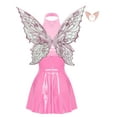 thumbnail image 4 of Zaldita Women's Halloween Fairy Costume Shiny Metallic Sleeveless Dress with Elf Ears And Butterfly Wings Pink XXL, 4 of 7