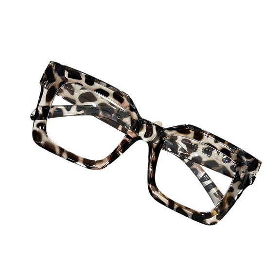 Boyscolos Fashion Square Glasses Set Full Rim PC Frame & Lens, Daily Wear Eyewear for Work and Casual Outfits Ideal for Students Leopard Print One Size
