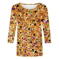 thumbnail image 4 of Women's Summer Sparkle Sequin Tshirt 3/4 Sleeve Casual Crew Neck Dressy Blouses Trendy 2025 Loose Fit Floral Pullover Tops, 4 of 5