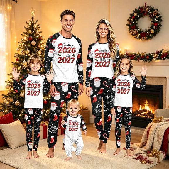 Lvotionpl 2026 Matching Family Christmas Pjs, Matching Christmas Pajamas Long Sleeve Top & Pants Set Matching Holiday Family Pajama Xmas Sets
