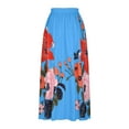 thumbnail image 4 of Aueoeo Maxi Skirt For Women Floral Print High Waist Skirt Fashion Loose Flowy Bohemian Skirts With Pocket Blue L, 4 of 5